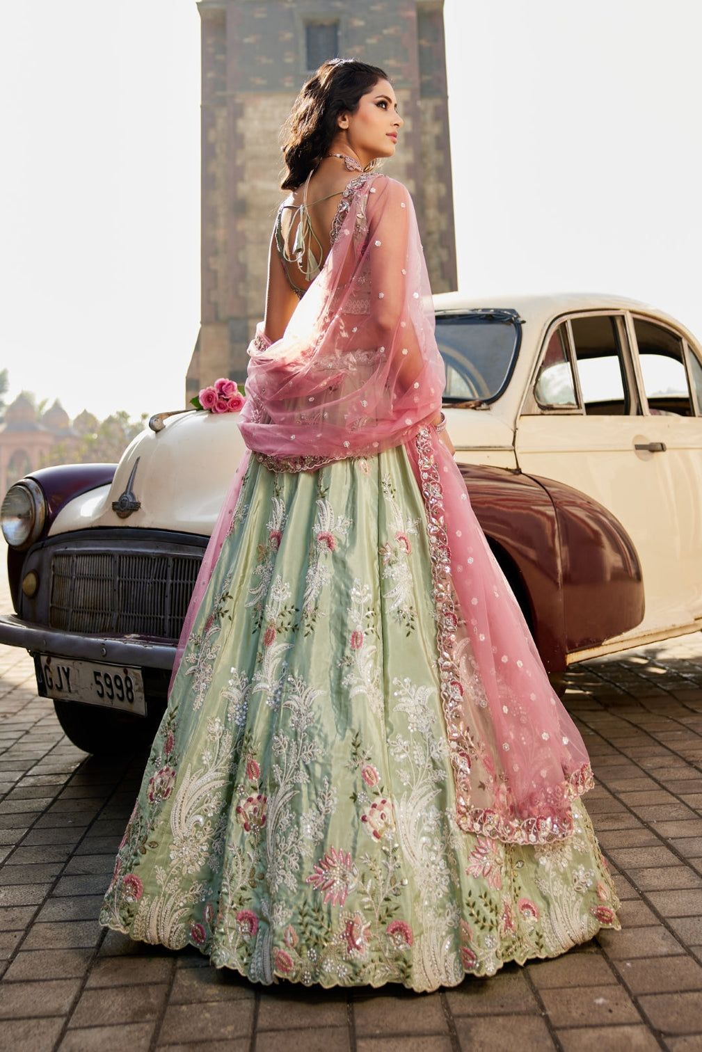 Satin Silk Sequins Embroidered Semi-Stitched Lehenga Choli with Dupatta