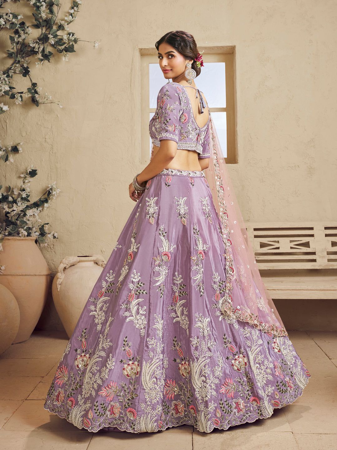 Satin Silk Sequins Embroidered Semi-Stitched Lehenga Choli with Dupatta