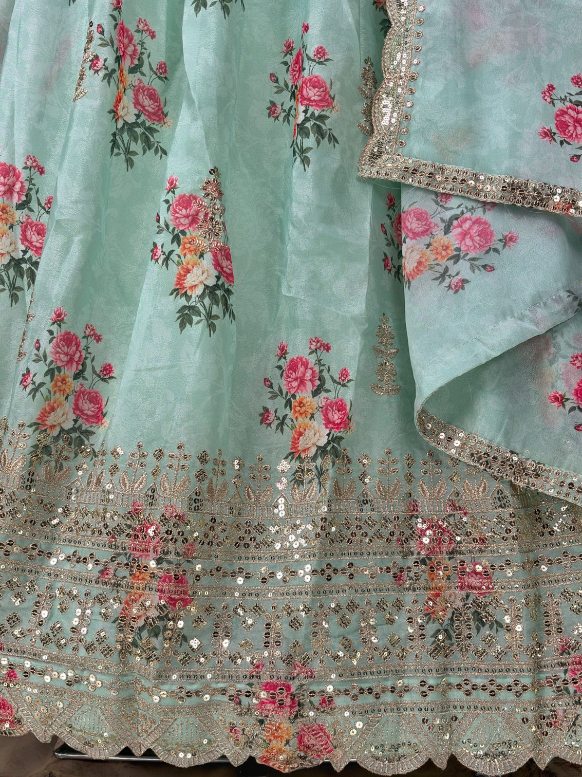 Sea Green Georgette Lehenga Choli