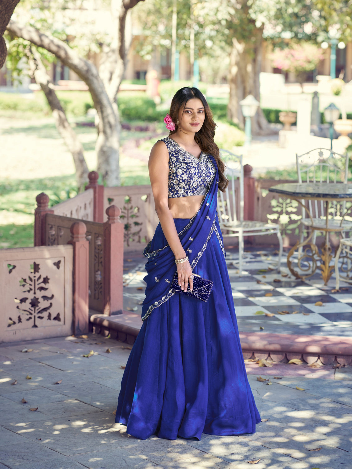 Royal blue color kashmiri chaniya choli