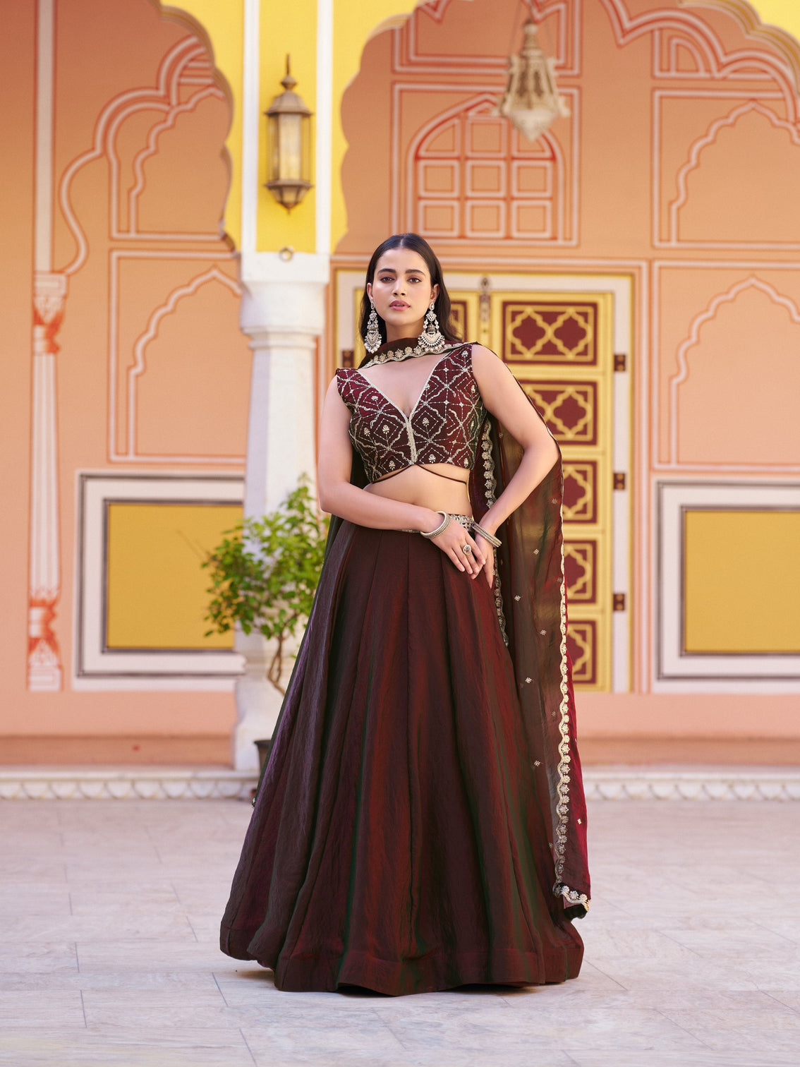 Bridesmaid wear fendi lehenga choli