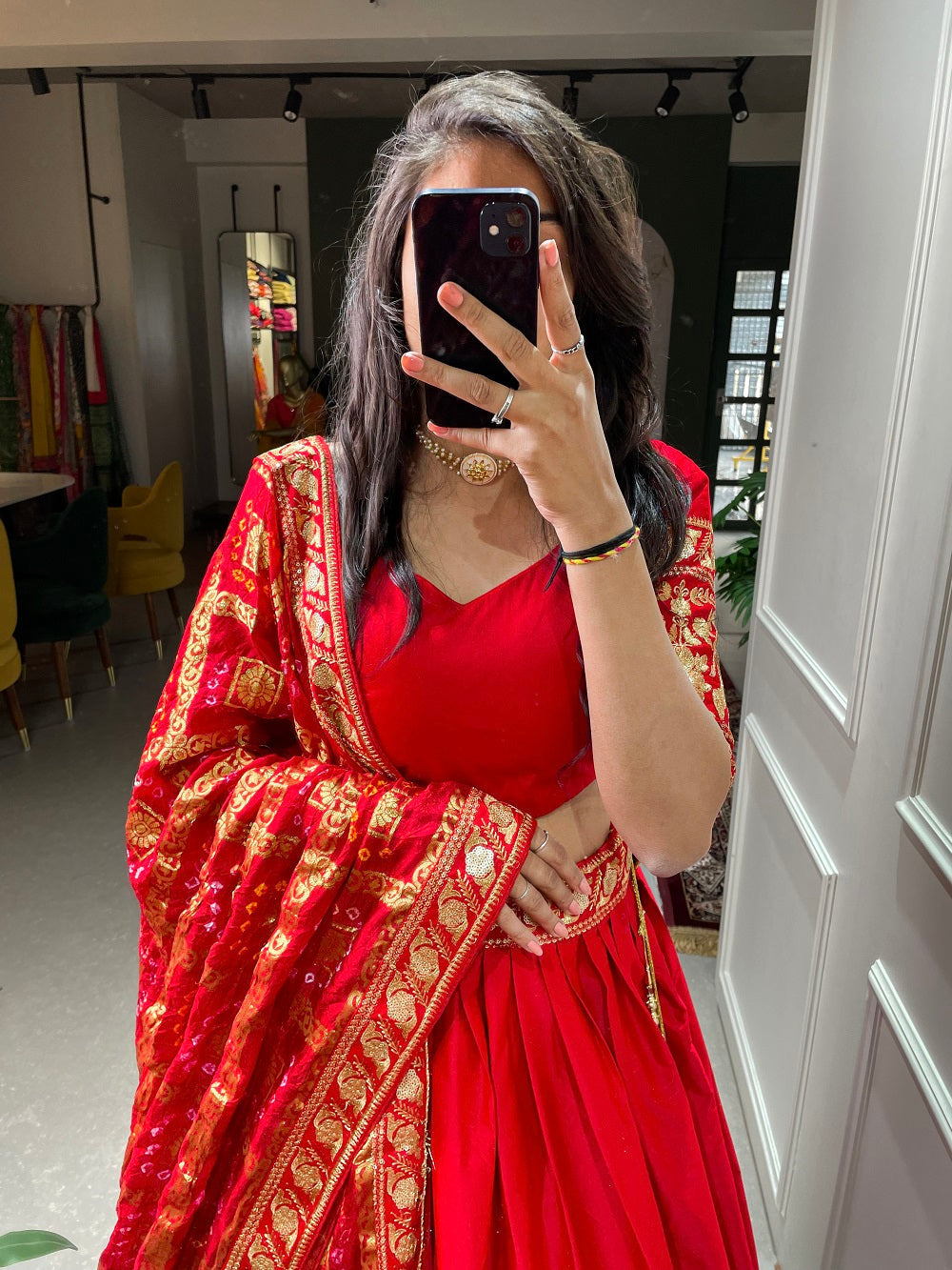Red Color Sequins And Thread Embroidery Work Malai Satin Bridal Lehenga Choli Set