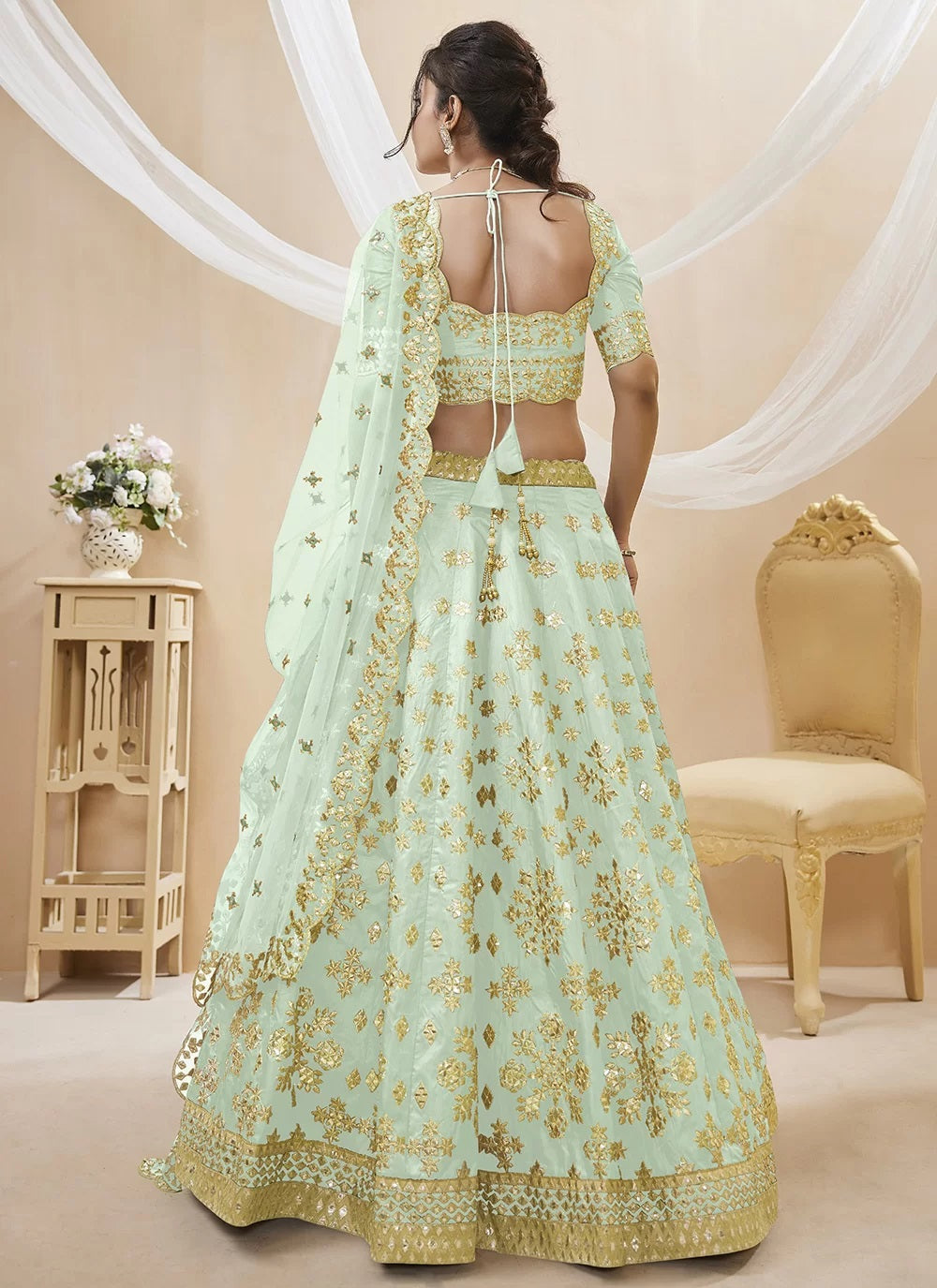 Sequins and zari embroidered designer lehenga choli
