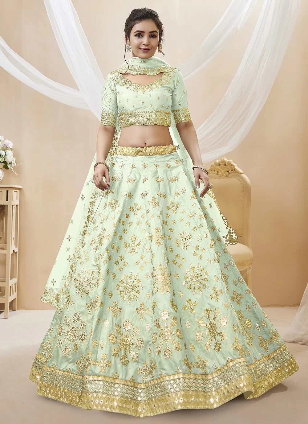 Sequins and zari embroidered designer lehenga choli