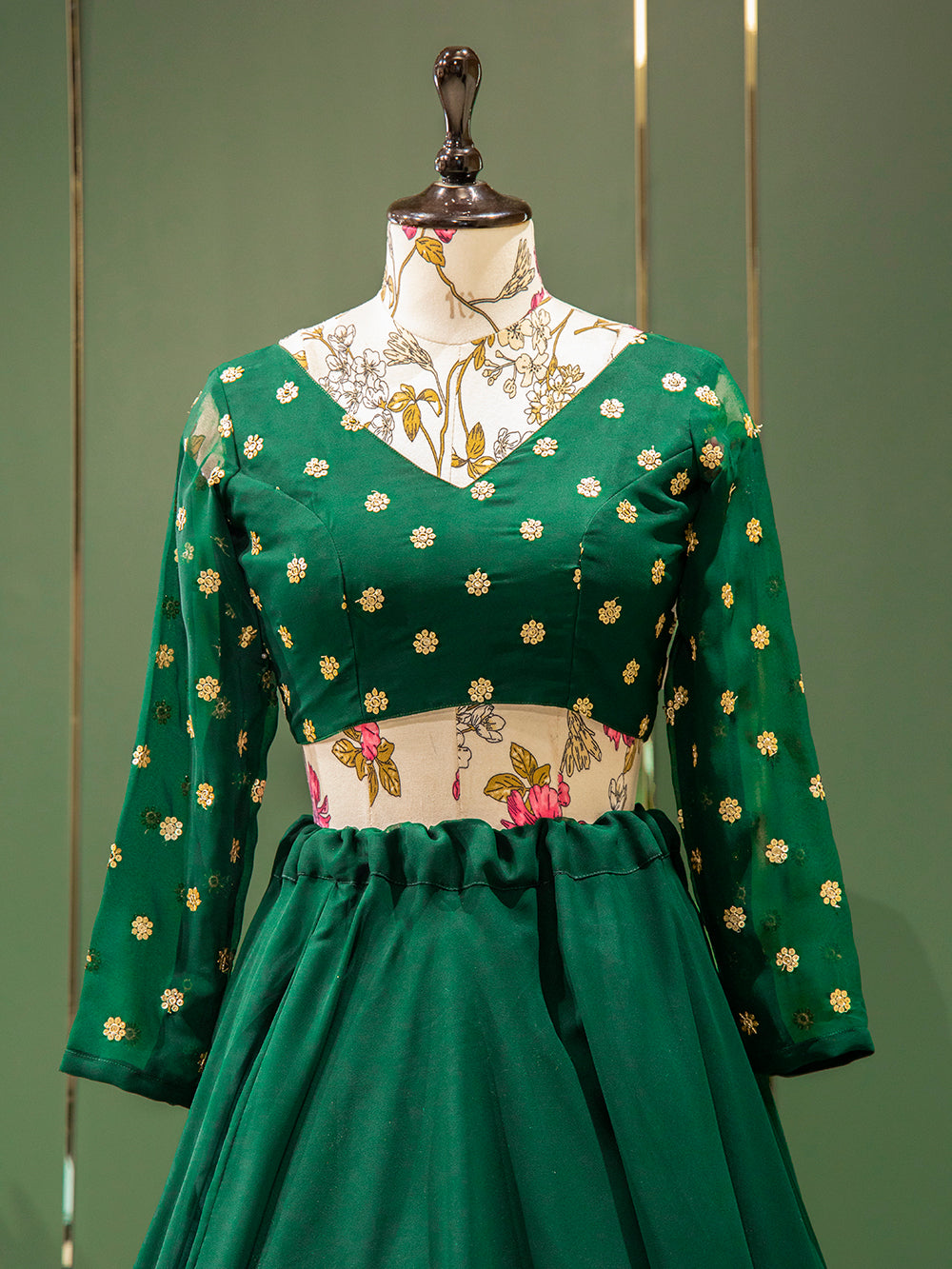 Green Color Simple Georgette Lehenga Choli