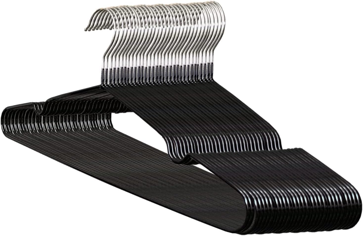Set of 20 - Heavy-Duty Non-Slip Metal Suit & Coat Hangers | Rubber-Coated Anti-Slip Black Finish | Space-Saving Friction Hangers for Jackets, Shirts, Dresses – Chrome Hook