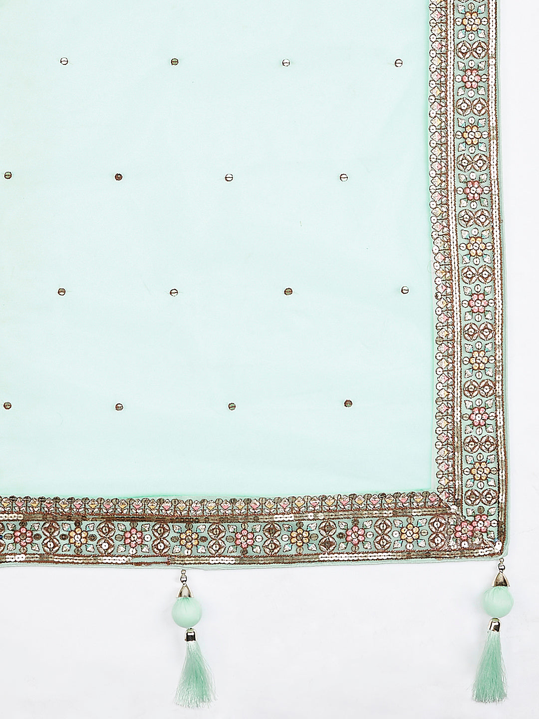 Shimmering Sea Green Lehenga Choli Set: Sequins & Thread Embroidery