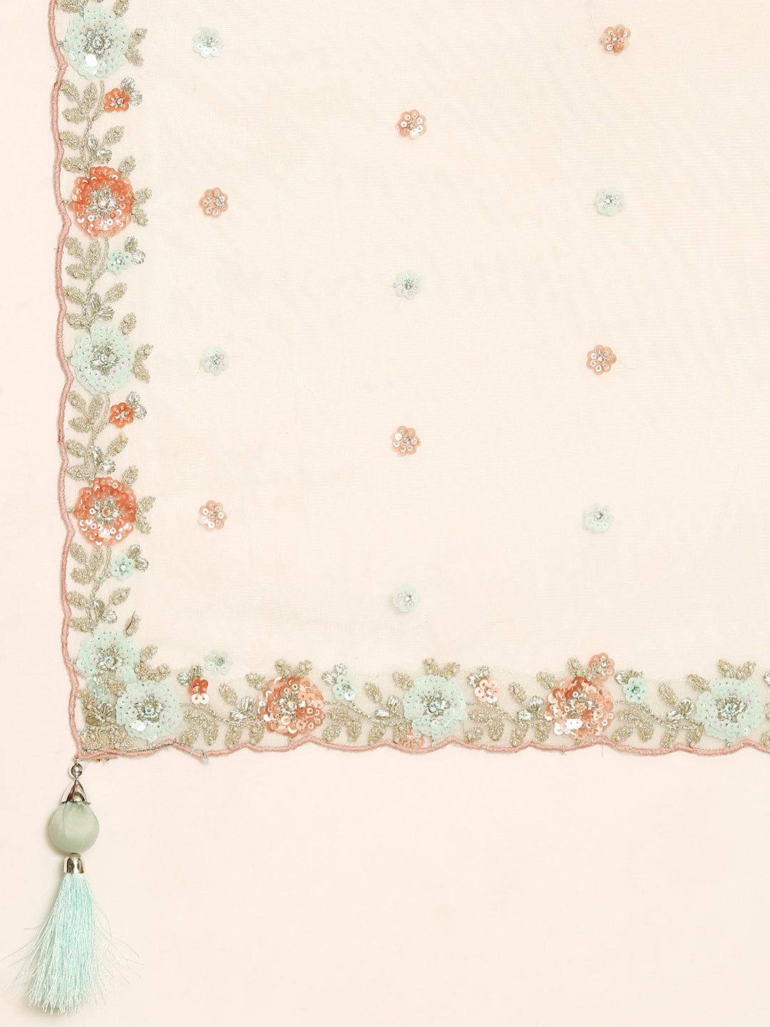 Shimmering Sea Green Lehenga Choli Set - Zari, Sequins & Thread Embroidery