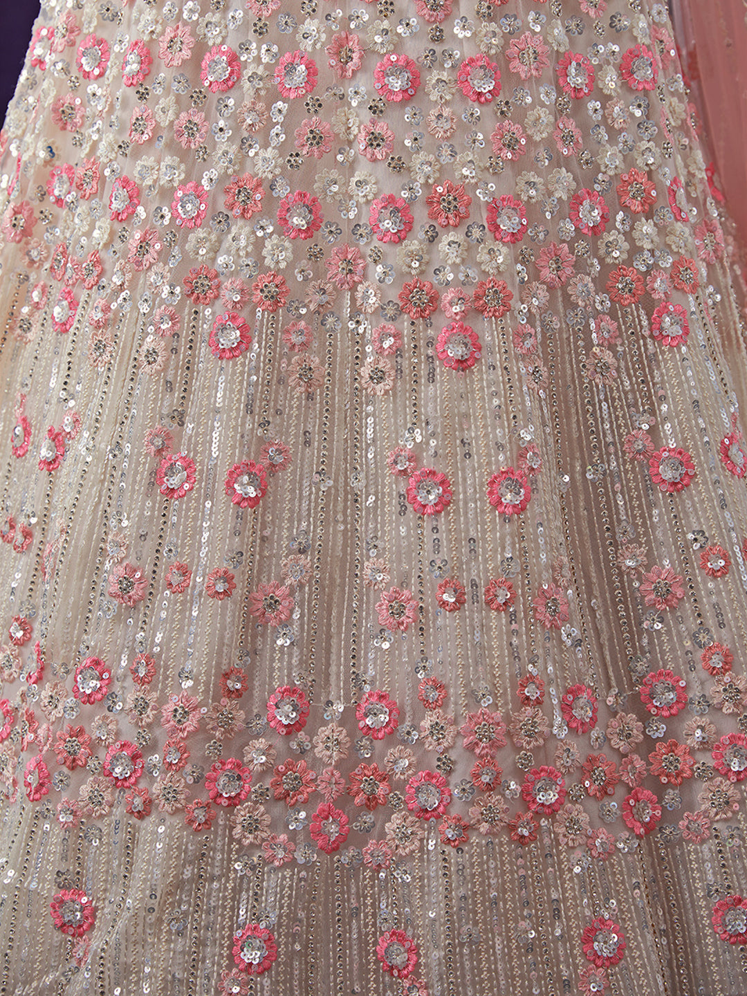 Shimmering White Net Lehenga Set Elegance Embroidered with Sequins