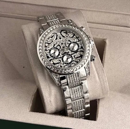 Rolex Watch : Silver Diamond New Tiger Stainless Steel Edition Watch (SG190)