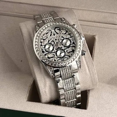 Rolex Watch : Silver Diamond New Tiger Stainless Steel Edition Watch