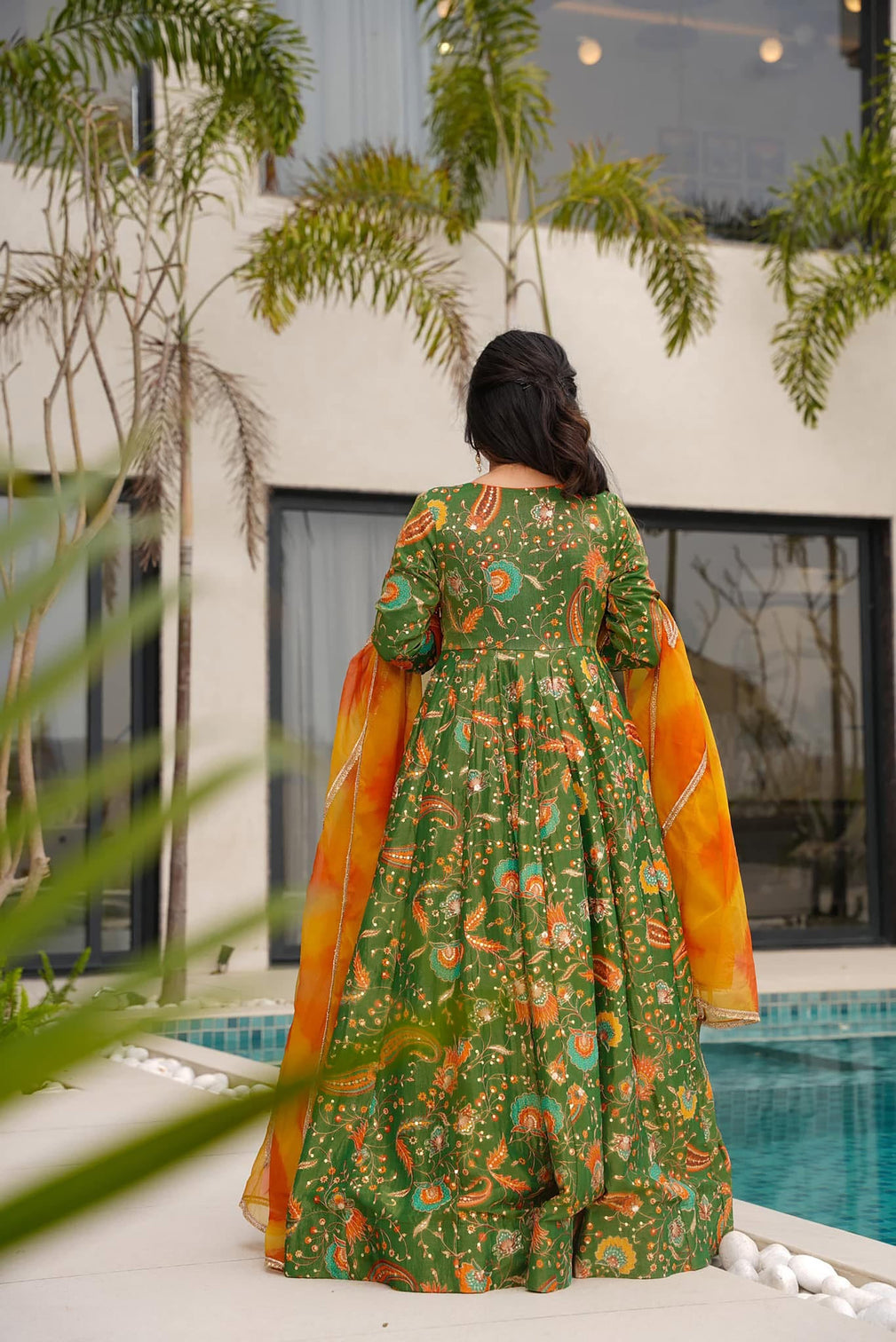 Silk Digital Print Anarkali Gown with Dupatta Collection