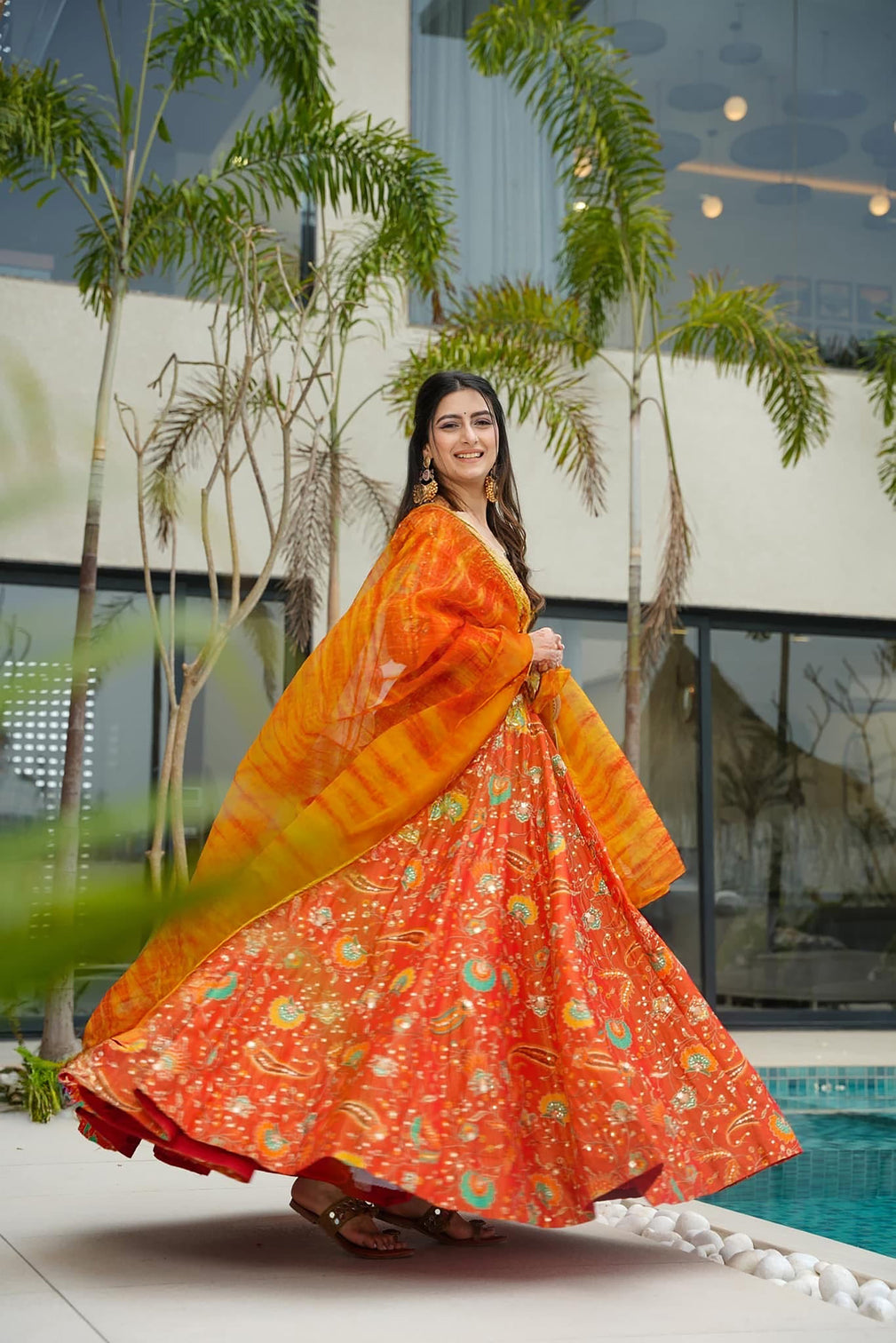 Silk Digital Print Anarkali Gown with Dupatta Collection