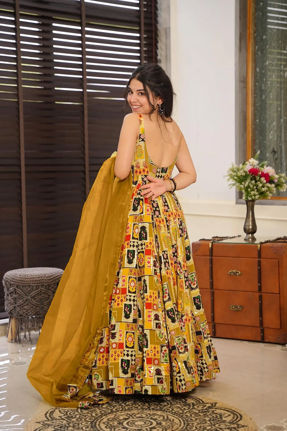 Silk Digital Print Anarkali Gown with Dupatta Collection