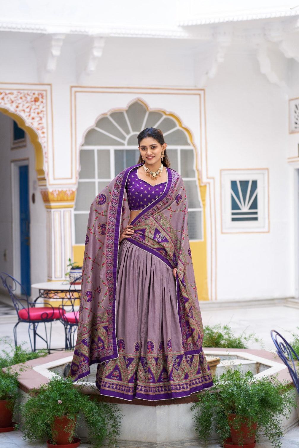 Silk Printed Lehenga with Iconic Sparkle