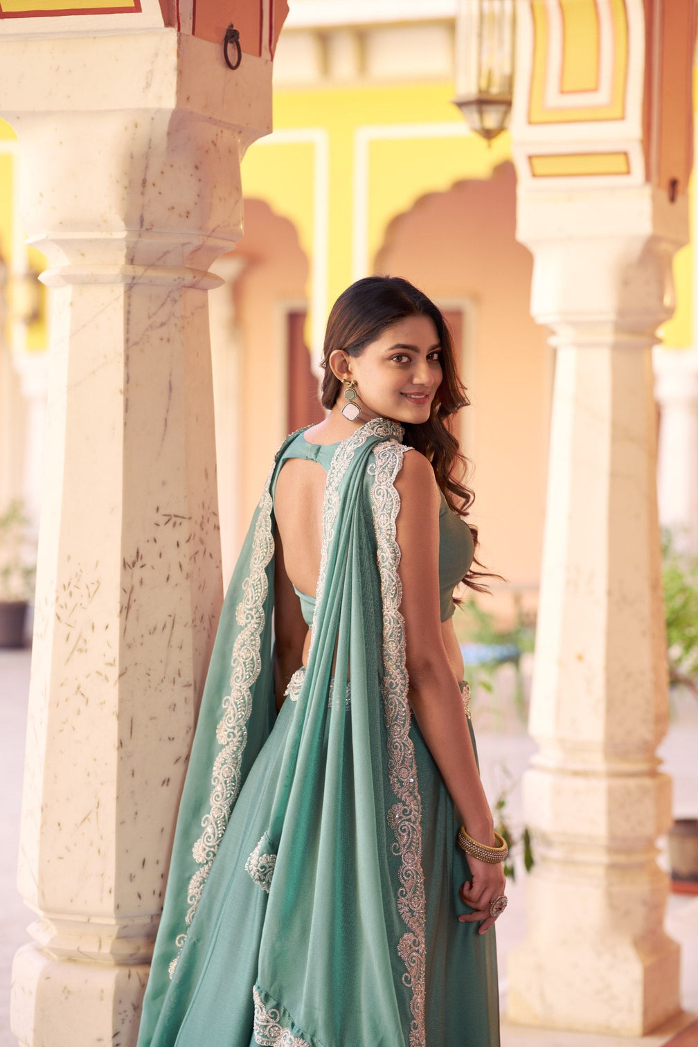 Sky Blue Designer Silk Lehenga Set
