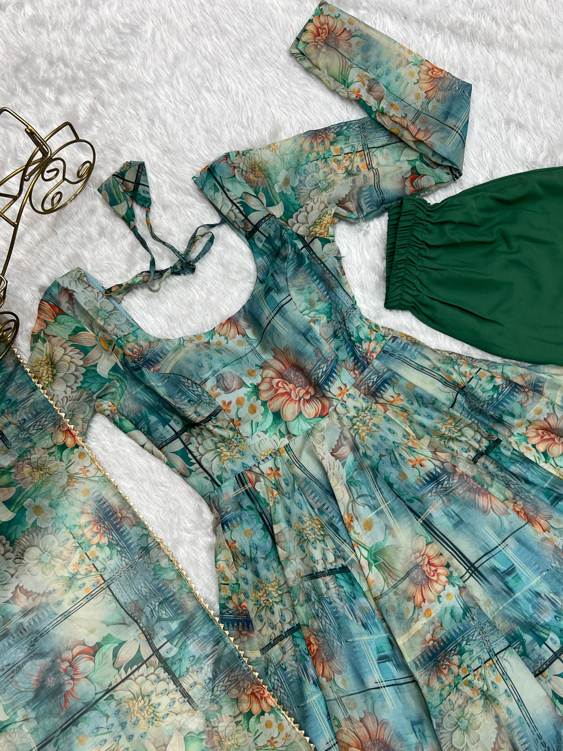 Sky Blue Elegant Summer Festive Anarkali Set – Pure Soft Organza Silk