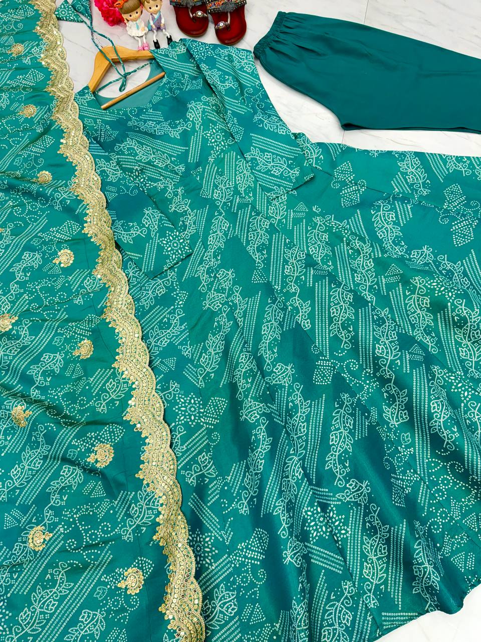 Sky Blue Elegant Two-Tone Banarasi Silk Anarkali Gown with Dupatta Perfect for Festivals & Party Wear