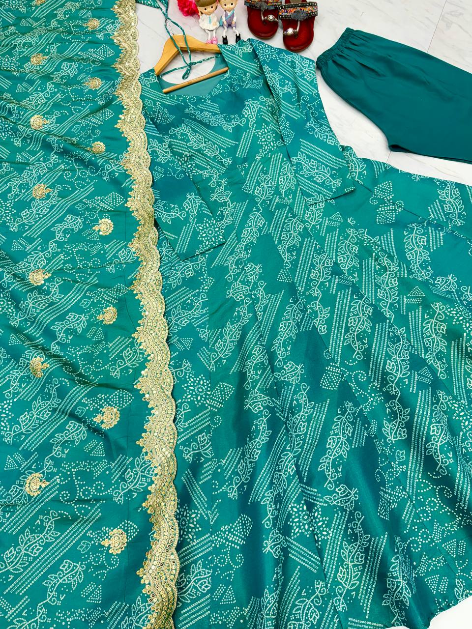 Sky Blue Elegant Two-Tone Banarasi Silk Anarkali Gown with Dupatta Perfect for Festivals & Party Wear