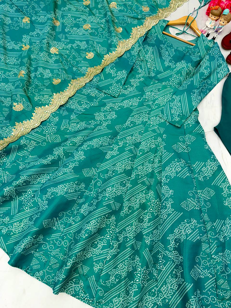 Sky Blue Elegant Two-Tone Banarasi Silk Anarkali Gown with Dupatta Perfect for Festivals & Party Wear
