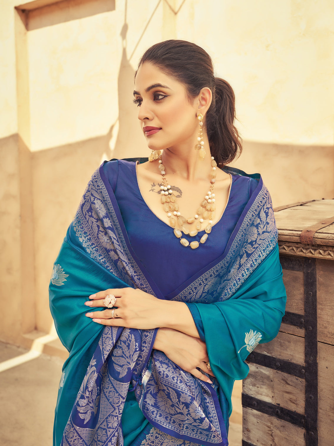 Sky Blue Elegant Zari Woven Cotton Slub Saree with Georgette Blouse