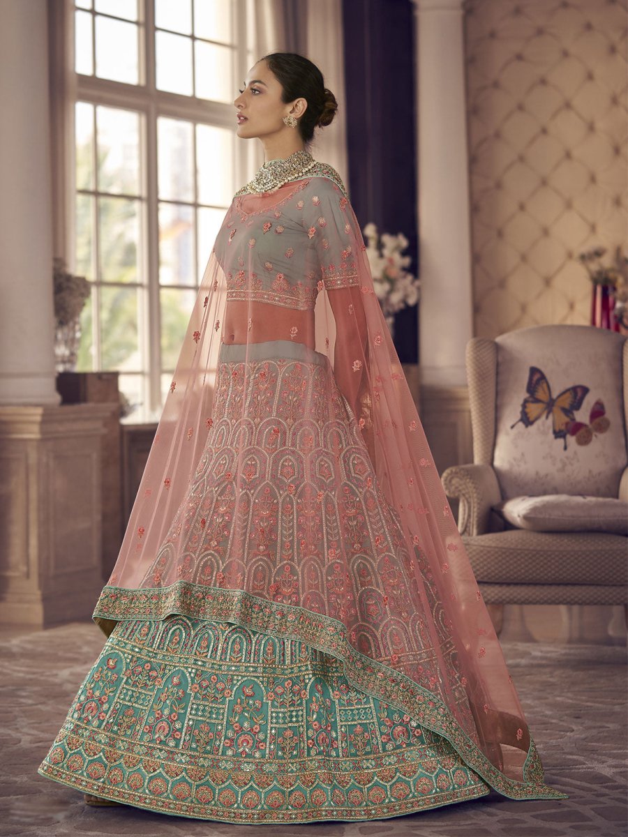 Sky Blue Georgette Partywear Lehenga Choli