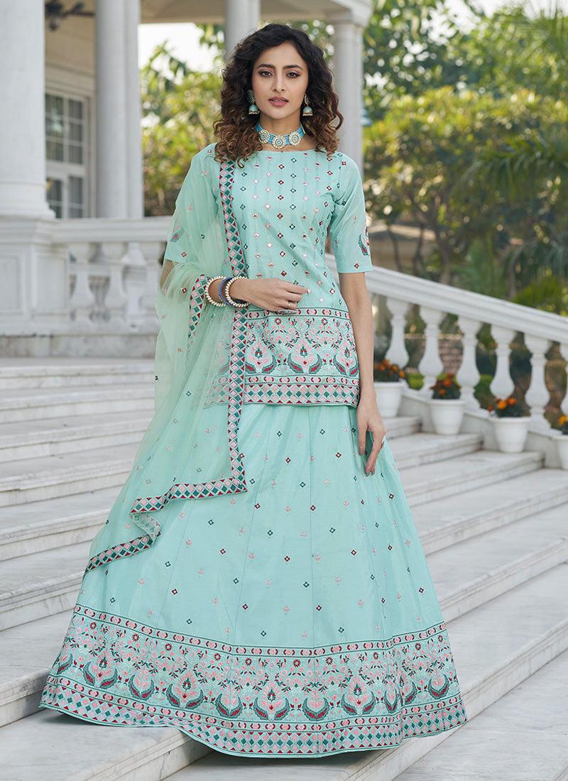 Sky Blue Lehenga Choli With Dupatta