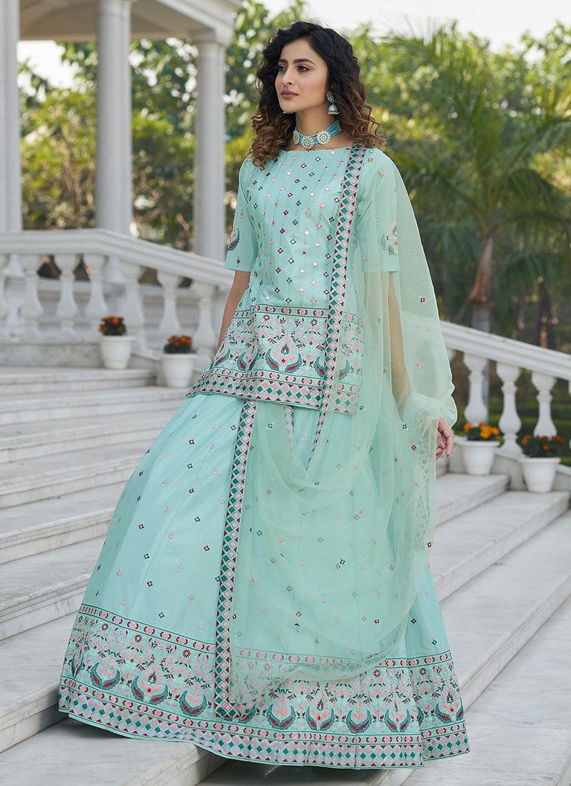 Sky Blue Lehenga Choli With Dupatta