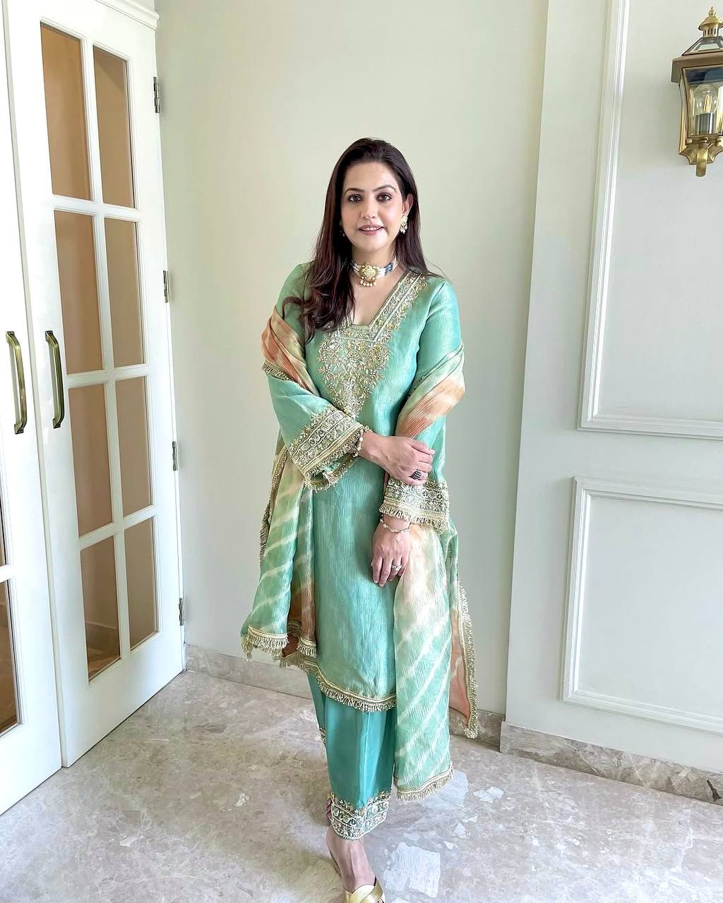 Sky Blue Premium Designer Readymade Top, Plazzo & Dupatta Collection