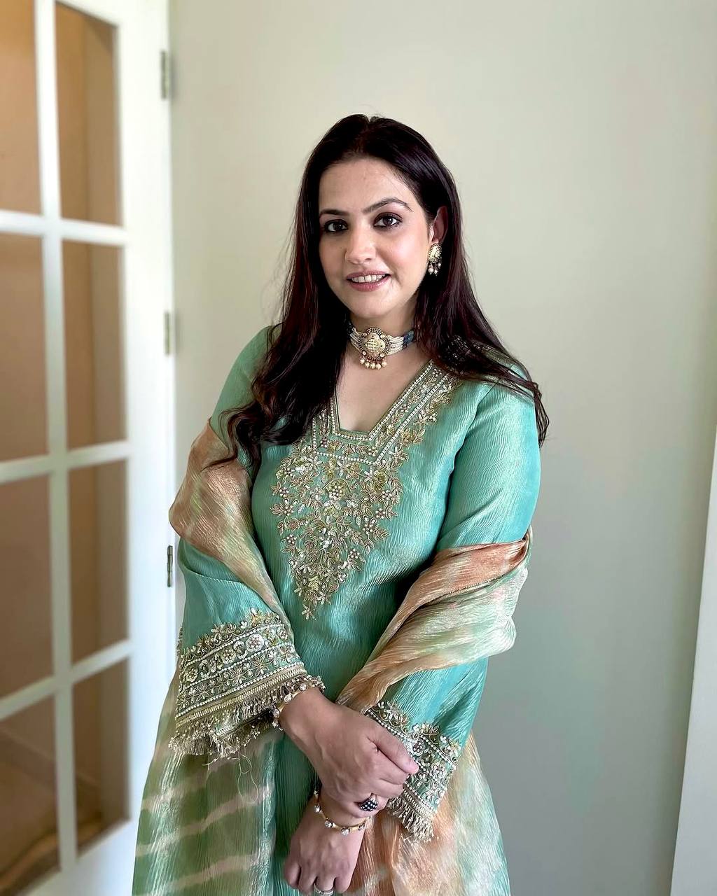 Sky Blue Premium Designer Readymade Top, Plazzo & Dupatta Collection