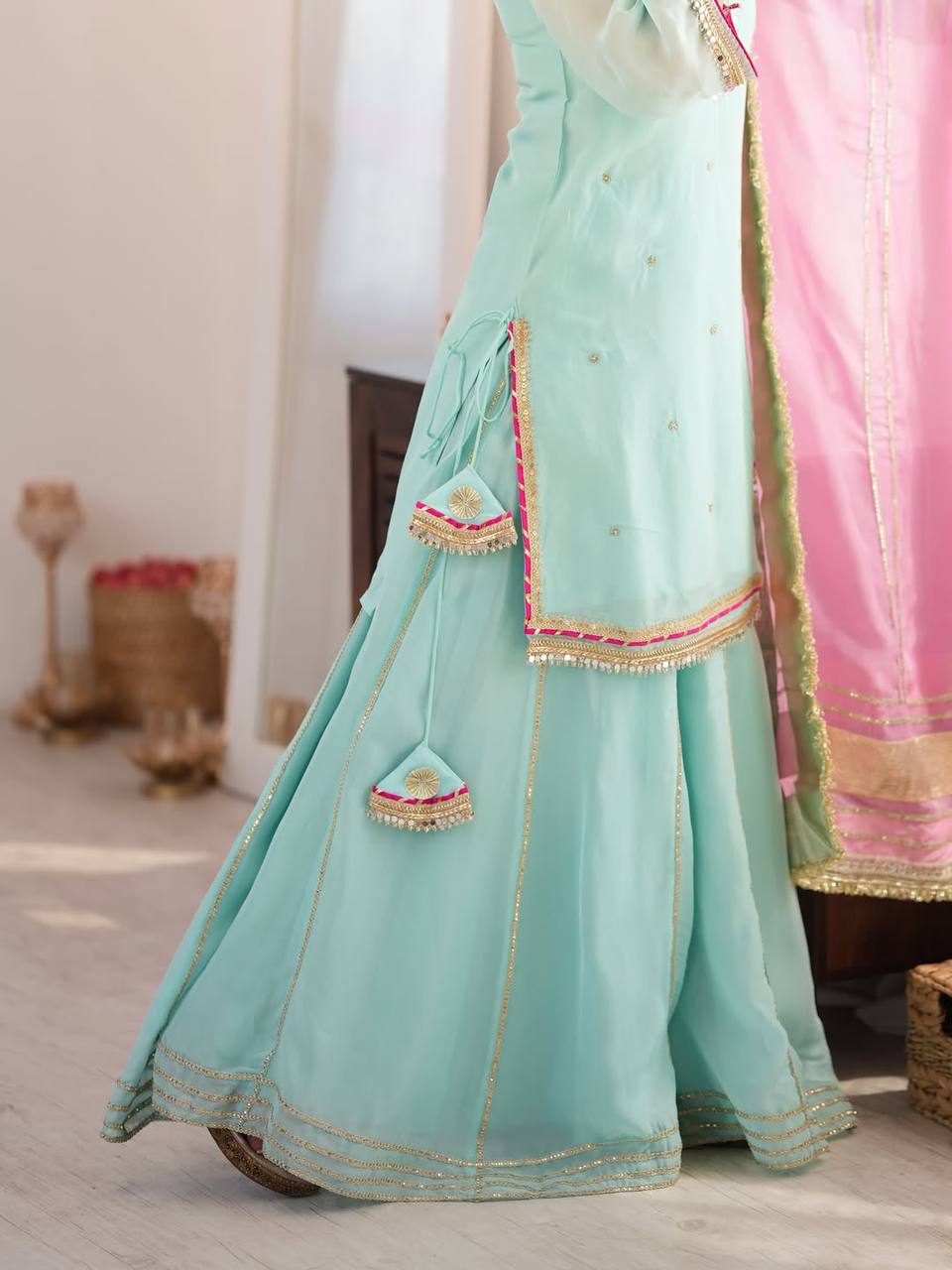 Sky Blue Premium Designer Sharara Set