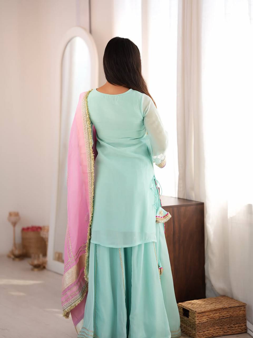Sky Blue Premium Designer Sharara Set