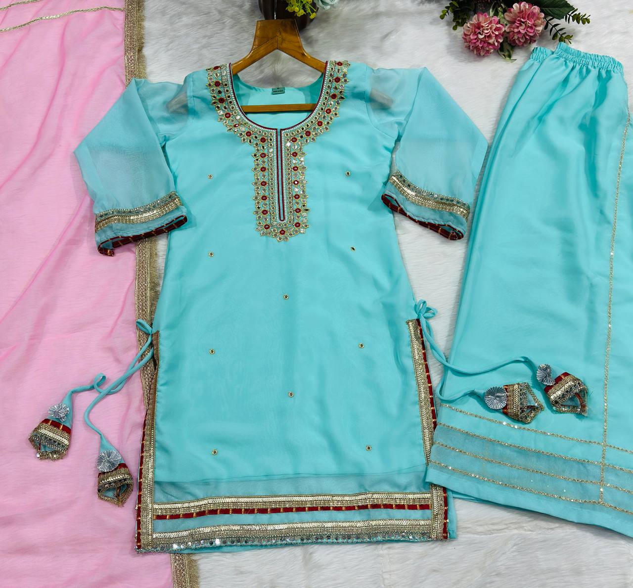 Sky Blue Premium Designer Sharara Set