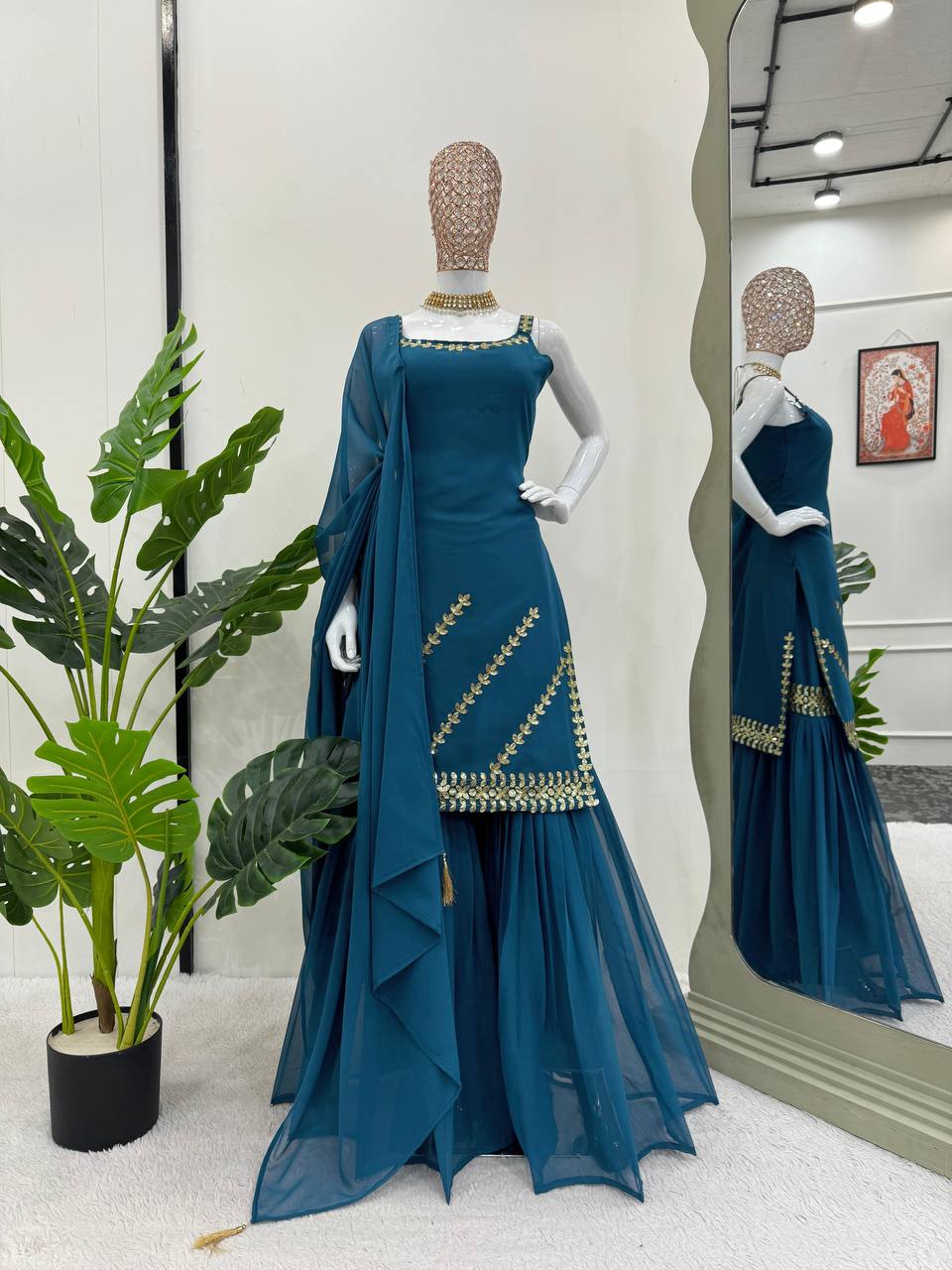 Sky Blue Rakhi Special Elegant Sharara Set