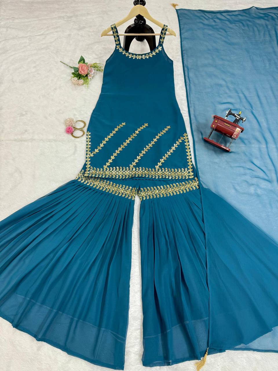 Sky Blue Rakhi Special Elegant Sharara Set