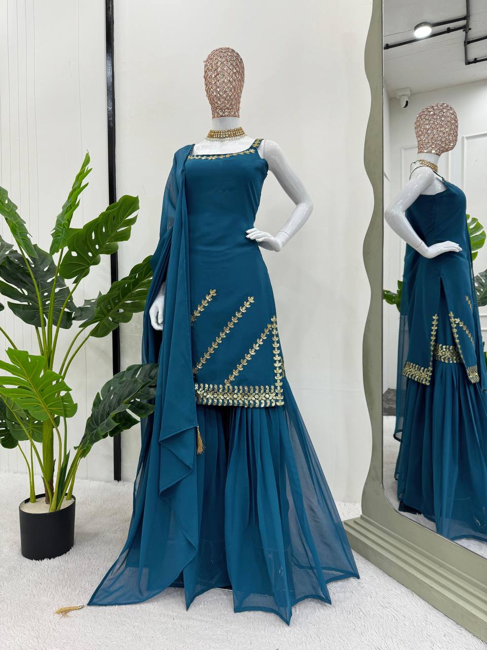 Sky Blue Rakhi Special Elegant Sharara Set