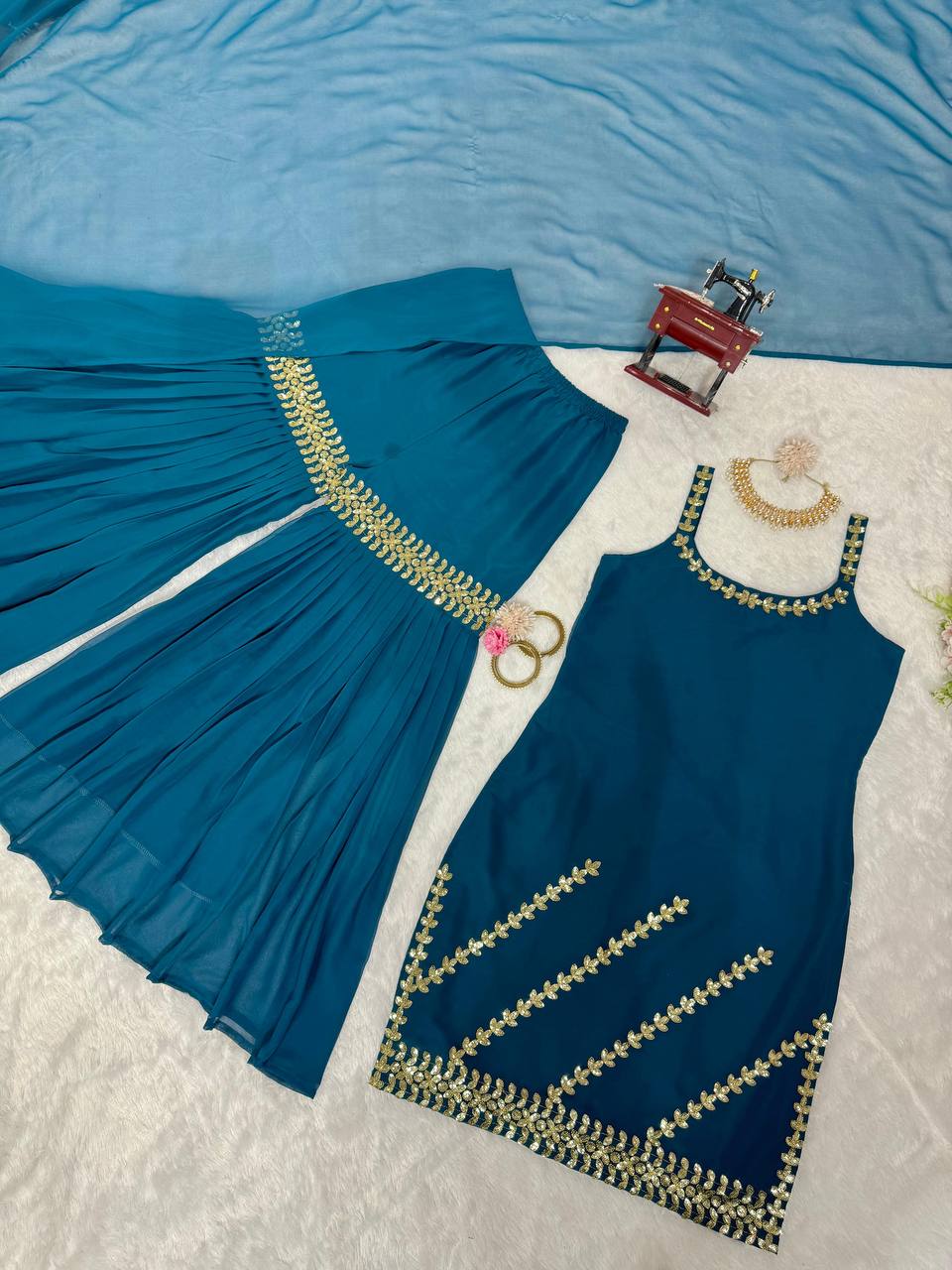 Sky Blue Rakhi Special Elegant Sharara Set