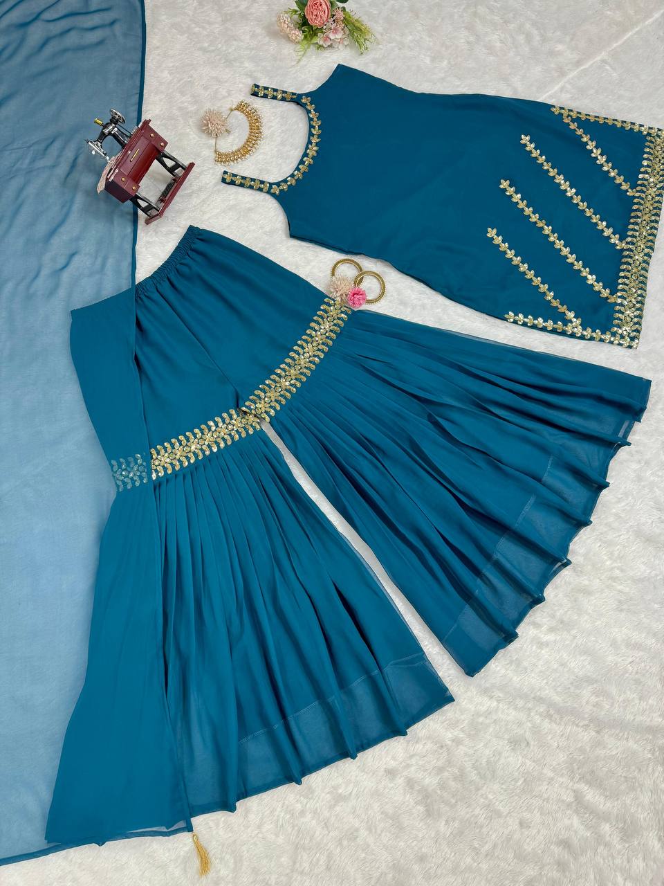 Sky Blue Rakhi Special Elegant Sharara Set