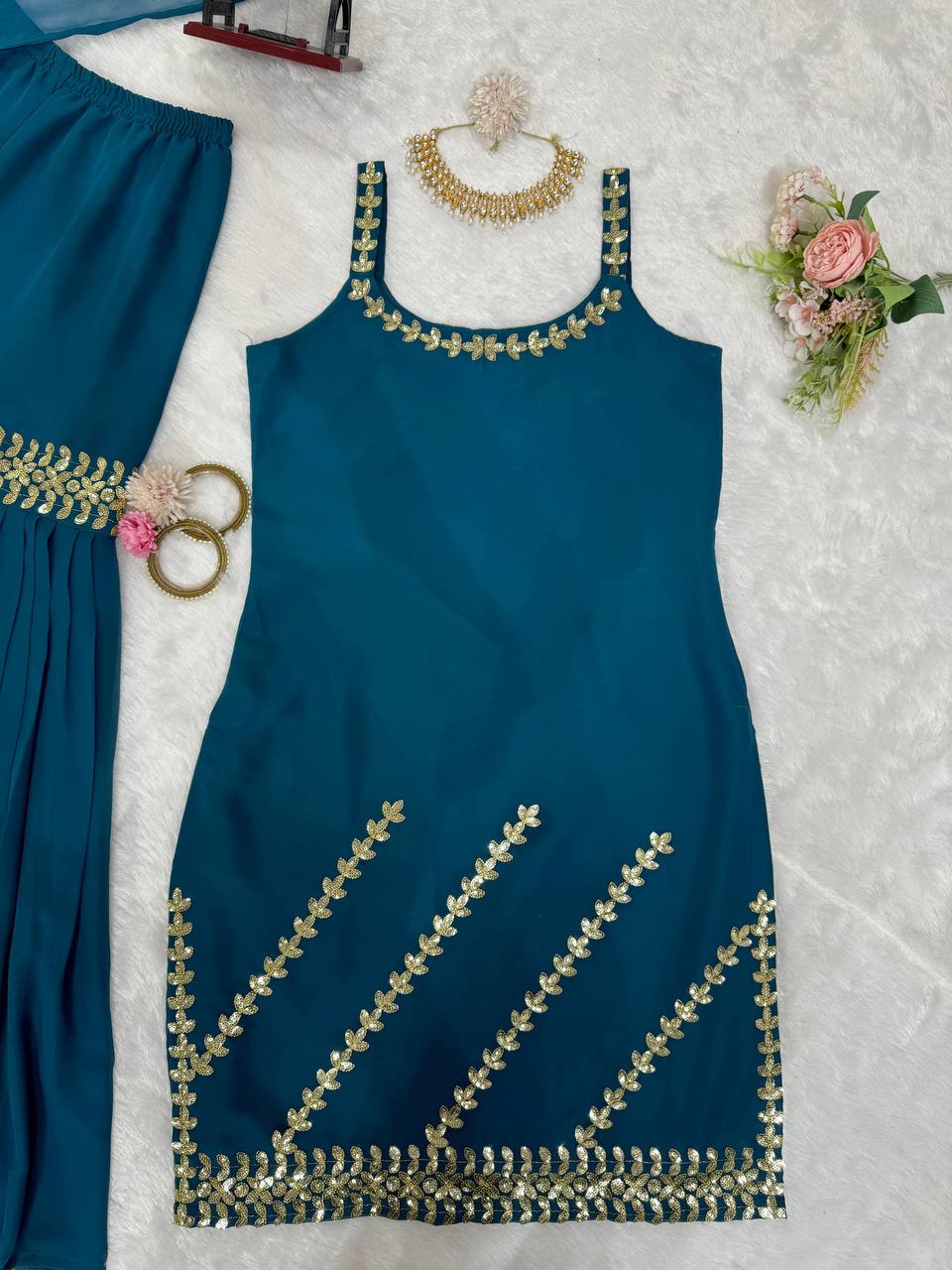 Sky Blue Rakhi Special Elegant Sharara Set