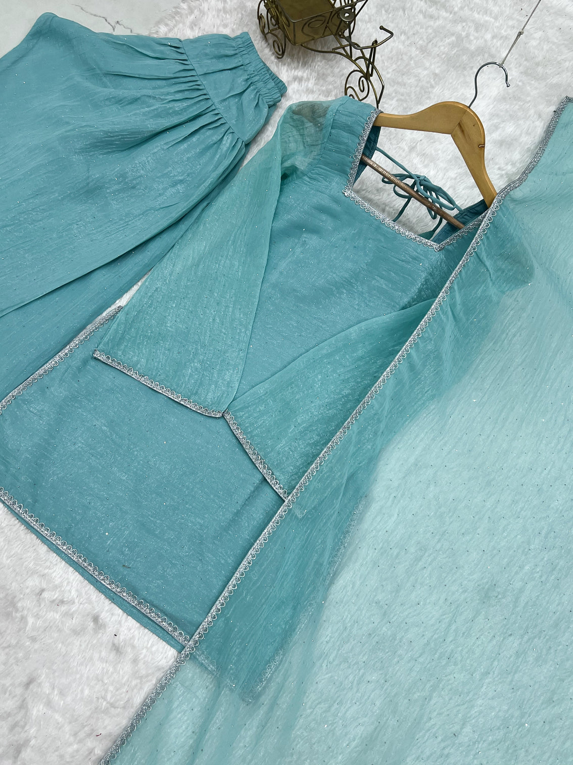Sky Blue Silk Kurta Salwar Set
