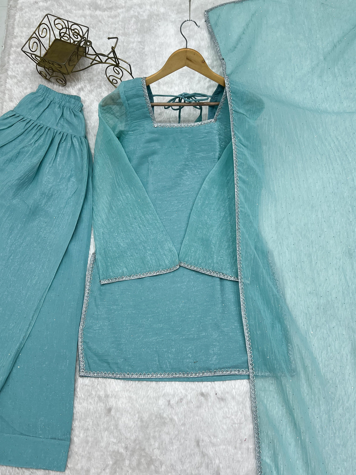 Sky Blue Silk Kurta Salwar Set