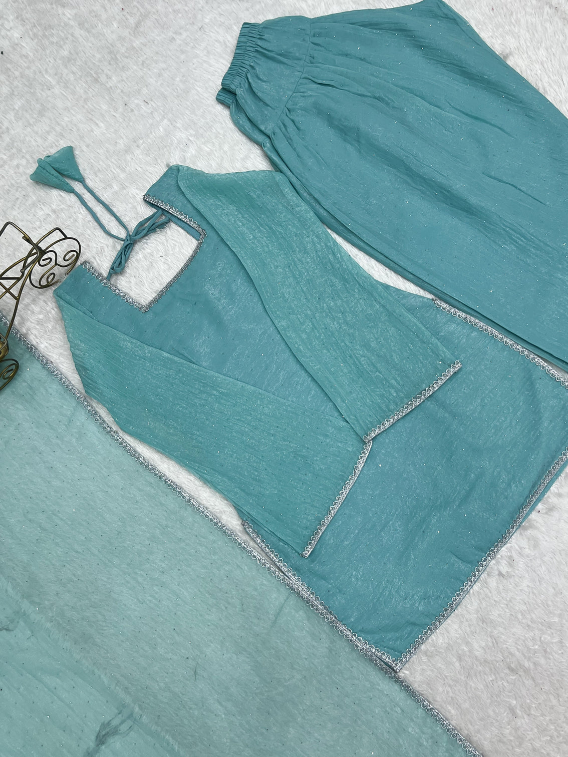 Sky Blue Silk Kurta Salwar Set