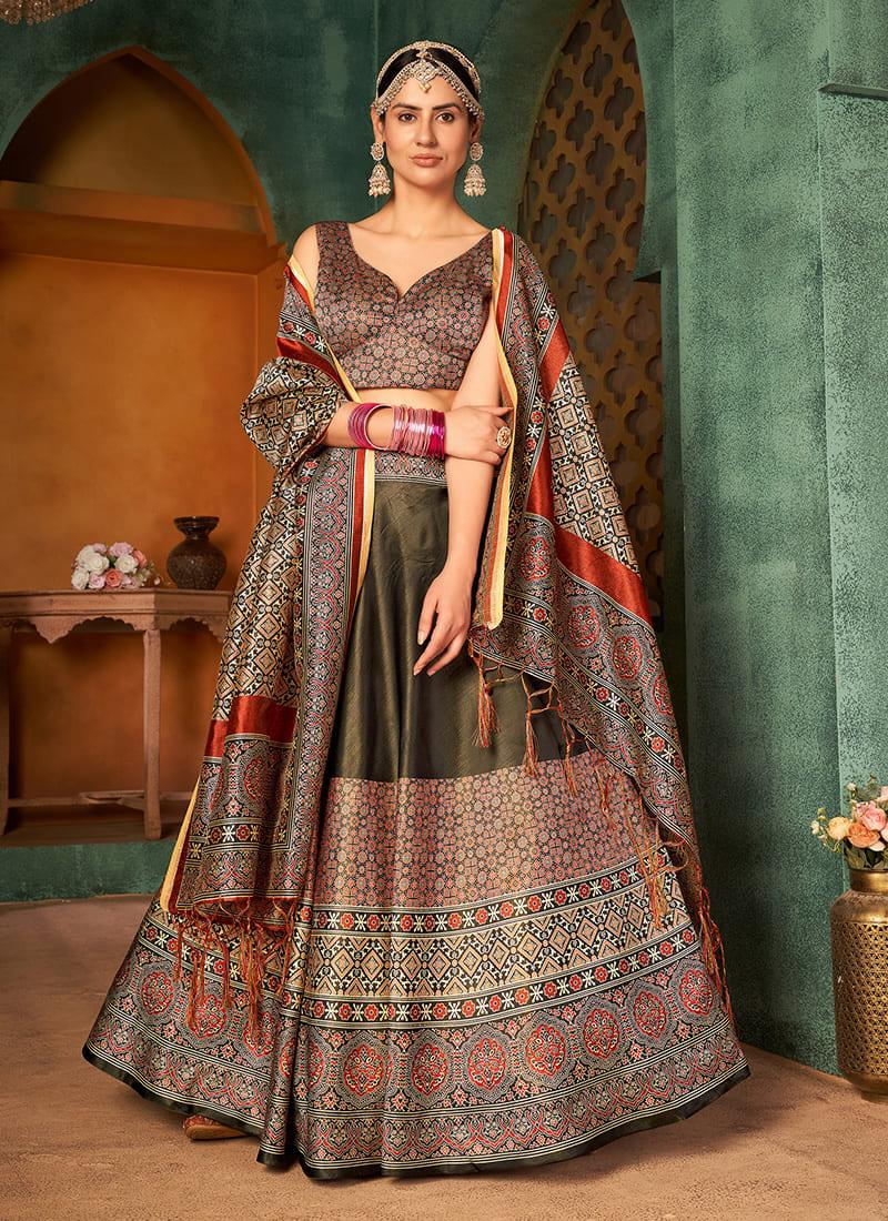 Sleeveless Digital Printed Silk Base Multi Color Lehenga Cholia