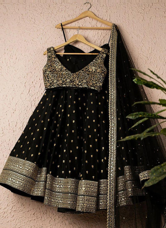 Sleeveless Heavy Sequins Blouse With Black Lehenga