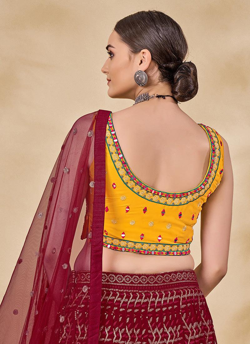 Sleeveless Maroon Readymade Chaniya Choli