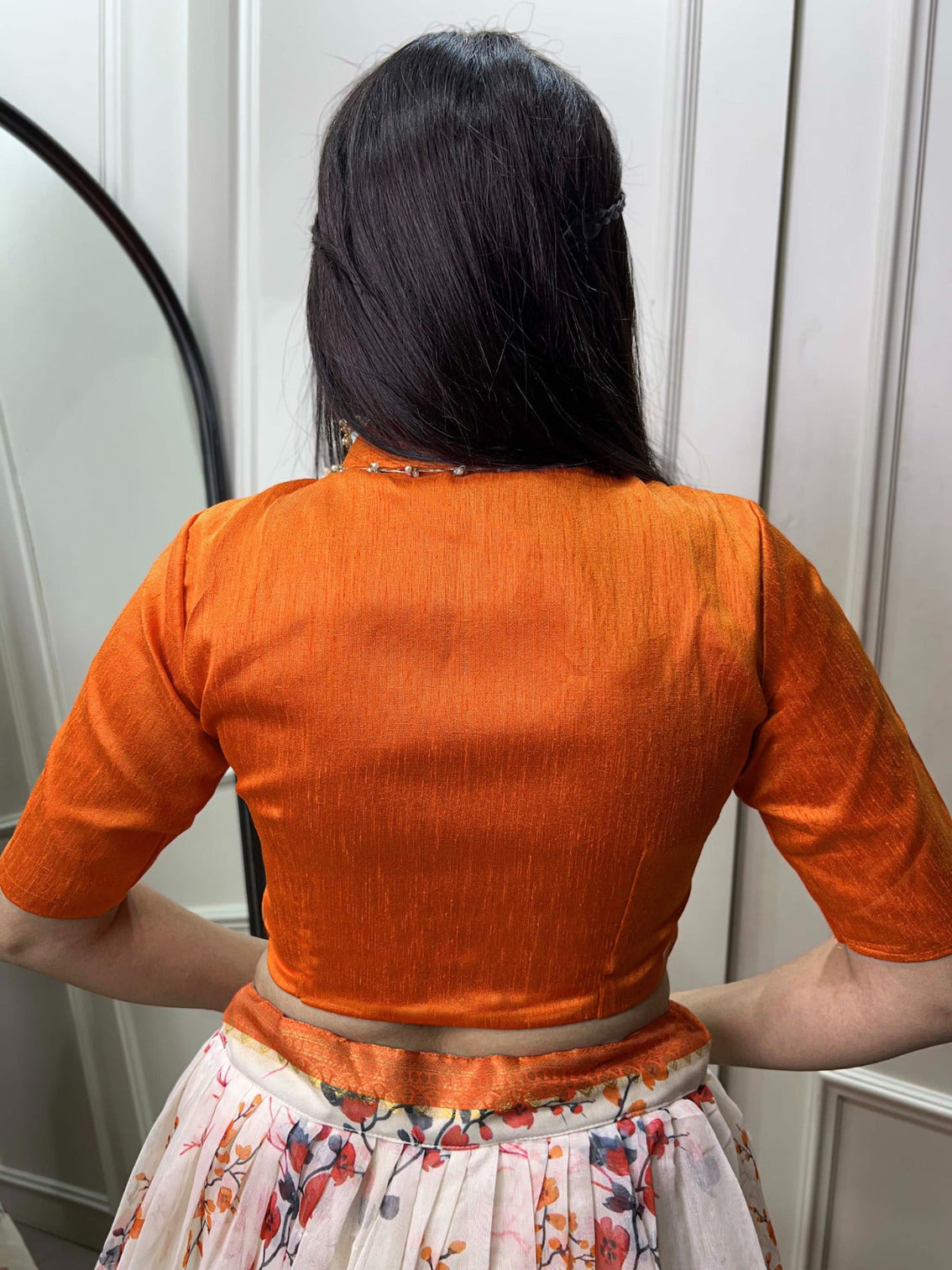 Soft Cotton Orange Floral Print Lehenga Co-ord Set
