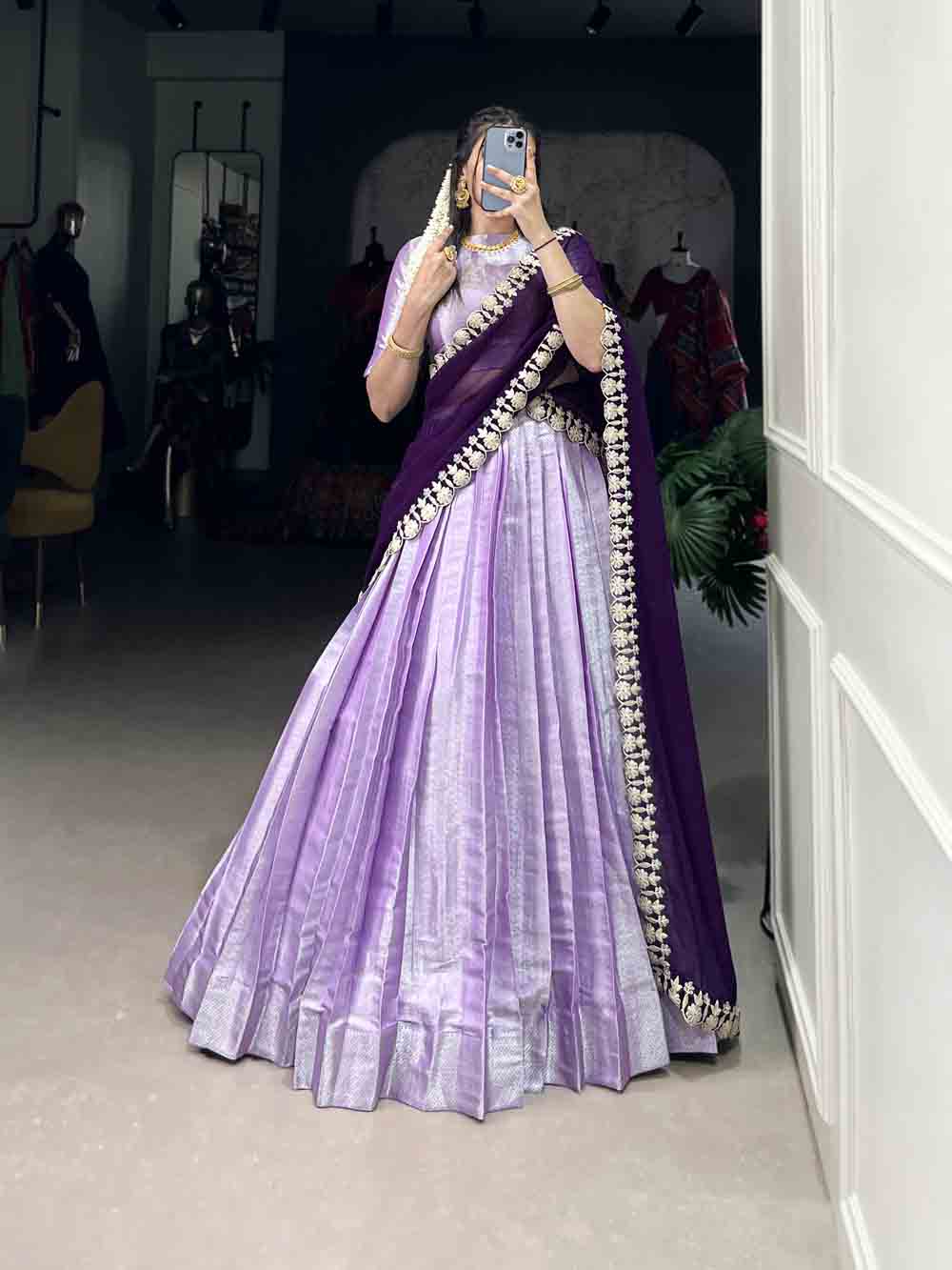 Lavender color paithani lehenga choli