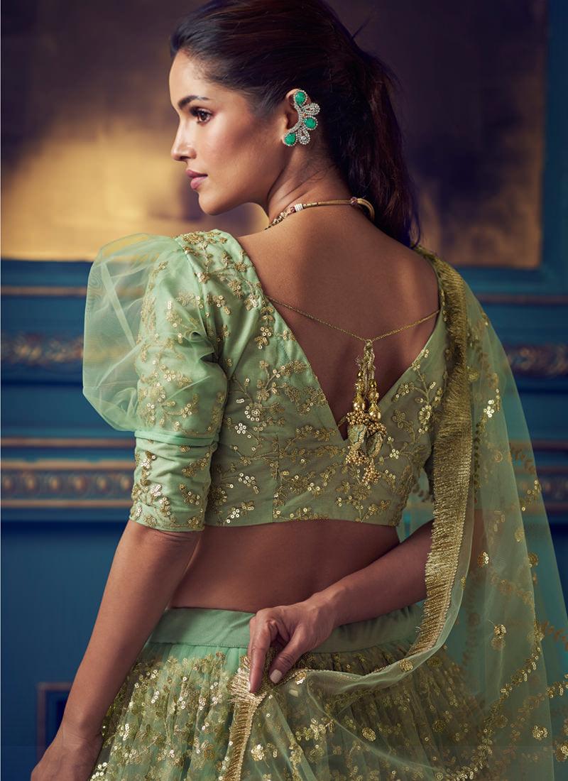 Sparkling Sea Green Soft Net Wedding Special Designer Lehenga Choli