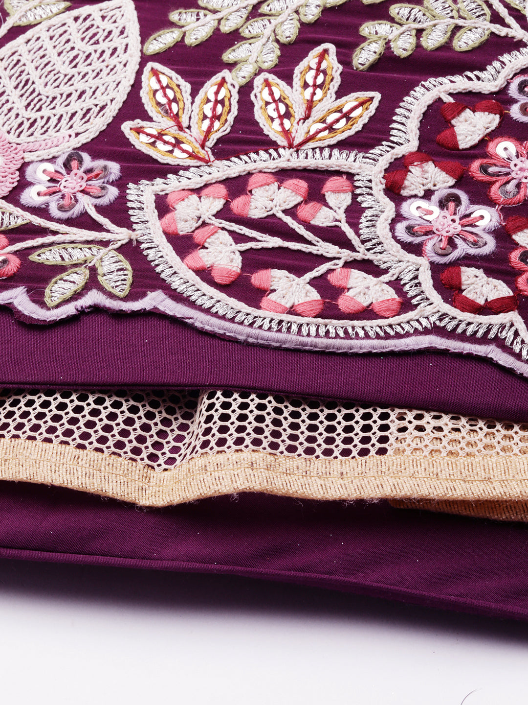 Stunning Burgundy Sequinned Georgette Lehenga Choli Set