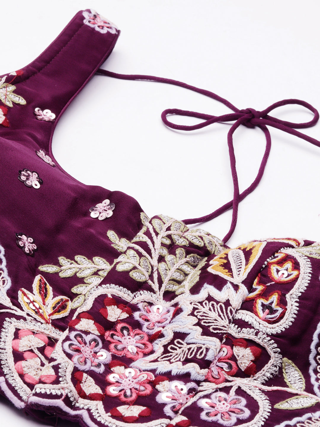 Stunning Burgundy Sequinned Georgette Lehenga Choli Set